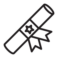 Line icon of a rolled diploma