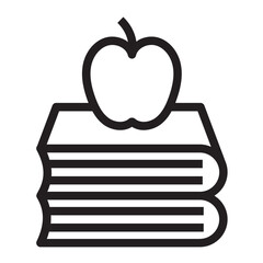 Line icon of an apple on a stack of books