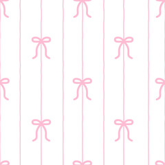 Vertical Pink Bow Stripe Pattern Isolated