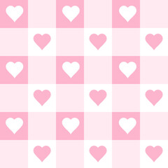 Pink Heart Gingham Seamless Pattern