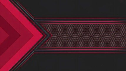 Dynamic abstract background with bold red arrow pointing right and textured honeycomb grid pattern against a dark modern backdrop creating a strong technological visual