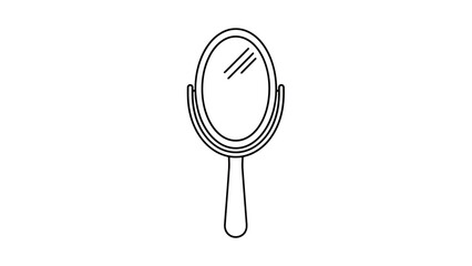 Handheld Oval Mirror Outline Silhouette on White Background Simple Elegant Reflection Tool