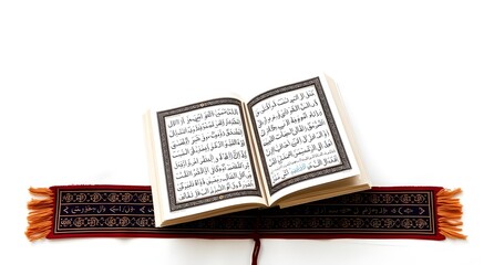 Obraz premium holy Quran isolated on white background, ramadan concept, minimalist and elegant background
