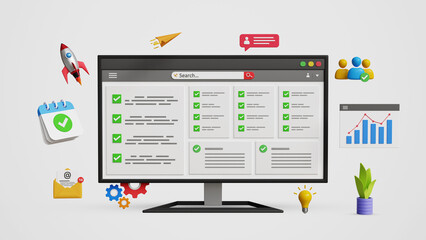 Evaluation concept, Assessment Analysis, Performance, Tracking, Benchmarking, Improvement, Results, Review and Feedback. Online survey, Analytical report, quality rating on 3D Computer