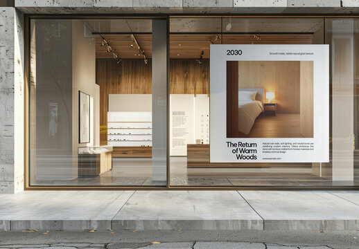 Modern Storefront Sign Mockup Showcasing Interior Design PSD