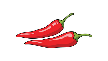 An illustration of two vibrant red chili peppers, representing spicy food, hot flavor, and common culinary seasoning ingredients.