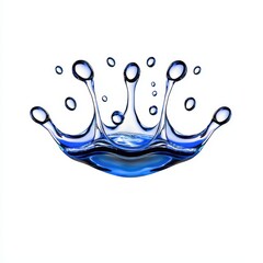 Dynamic Blue Water Splash on White Background
