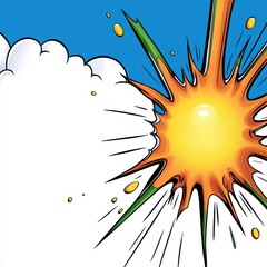 Dynamic Comic Book Explosion Illustration Orange and Yellow Burst