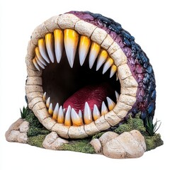Whimsical Monster Plant Sculpture with Sharp Teeth