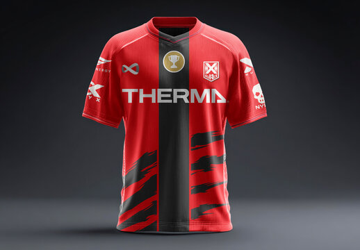 Red Esports Jersey Mockup PSD