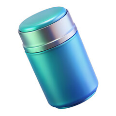 Sleek cylindrical personal care container with metallic accent isolated on transparent background