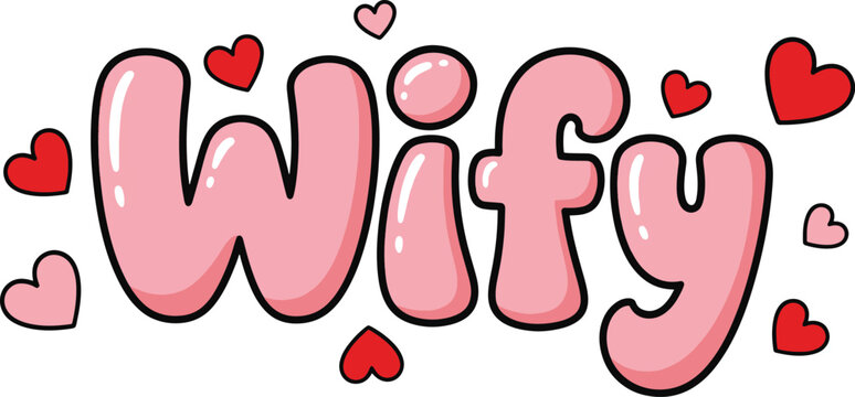 Pink Wify Text with Hearts