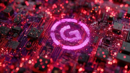 Abstract technology background with glowing circuit board pattern