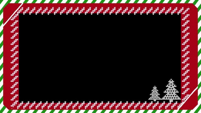 Festive Christmas Candy Cane Striped Border Video Background with Stylized White Trees
