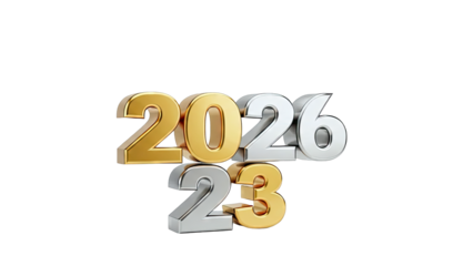 Golden and Silver 3D Numbers 2026 and 23