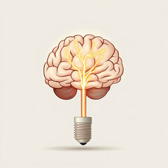 Brain lightbulb creativity idea innovation hand drawn illustration doodle