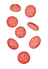 Sliced salami, pepperoni, or chorizo, perfect for recipes and food design, isolated on transparent background