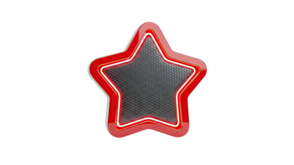 Red Star with Neon Light and Hexagonal Texture