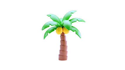 Stylized 3D Palm Tree with Coconuts