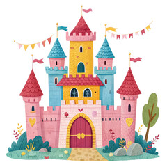 fairy tale castle ,isolated on transparent background png