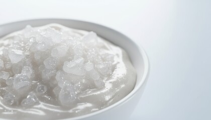 White cream swirl texture on plate, minimal closeup background