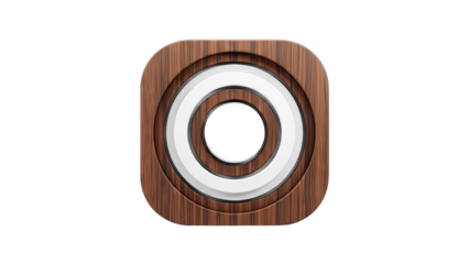 Wooden concentric circle logo on white background