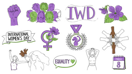 International womens day celebration with flowers and symbols