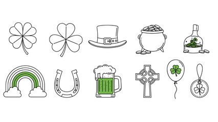 Collection of st patricks day symbols and festive icons