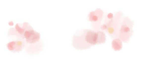 淡いピンクの水彩風花のふんわりテクスチャーイラスト