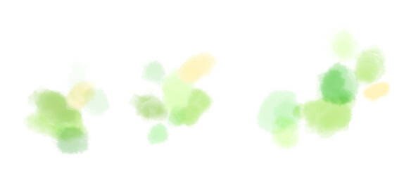 黄色や黄緑色の滲んだ水彩テクスチャのふんわり花のようなあしらい素材
