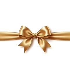 Fototapeta premium Golden ribbon tied in a bow on a white background for decoration or gift wrapping with ribbon bow and luxury gift wrapping and elegant decoration