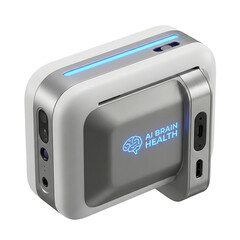 Obraz premium AI Brain Health device with glowing blue lights and ports
