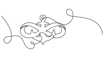 Abstract single stroke line modern illustration decorative nautical anchor with infinity flourish