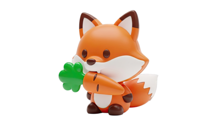 Cute Fox Character Holding a Carrot