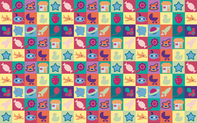 seamless pattern with christmas gifts, vector kids icon seamless pattern.