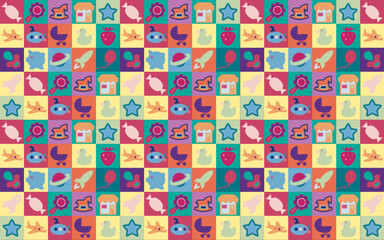 vector kids icon seamless pattern, colorfull kids icon seamless pattern.
