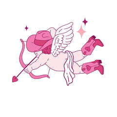 Hand drawn Valentine cupid character. Vector illustration on isolated background. 