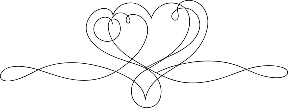 Ornate black and white heart and swirl decorative