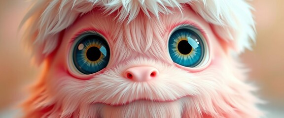 Soft, pastel-colored monster with large, endearing eyes and fluffy fur,  creature,   cute
