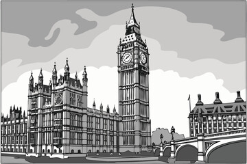 Big Ben Clock Tower Icon &ndash; Famous British Landmark Representing Time, History, and London City
