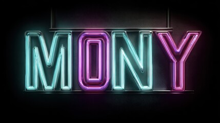 Neon Sign with Colorful Lights Displaying the Word "MONY"