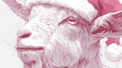 Goat Wearing Santa Hat for Holiday Cheer and Festive Joy