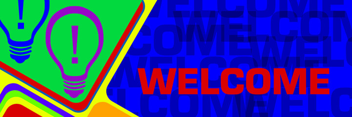 Welcome Vibrant Colorful Rounded Squares Horizontal 