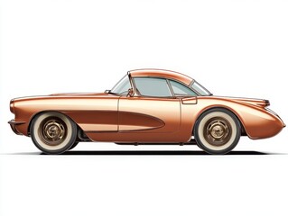 Fototapeta premium Elegant Copper Colored Vintage Sports Car With White Wall Tires Detailed Chrome Accents Studio Lighting