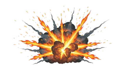 Dramatic explosion with fiery orange flames and smoke