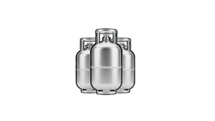 Three Silver Gas Cylinders