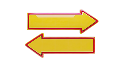 Two 3D Yellow Arrows Pointing in Opposite Directions