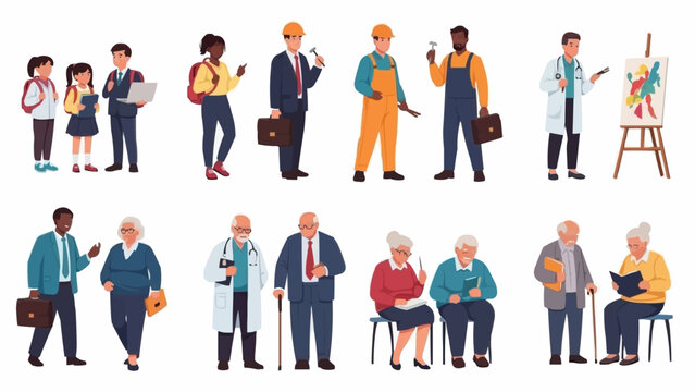 Diverse Group of People Representing Various Professions and Ages.