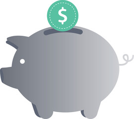 Obraz premium Piggy bank savings icon, flat minimal finance vector 