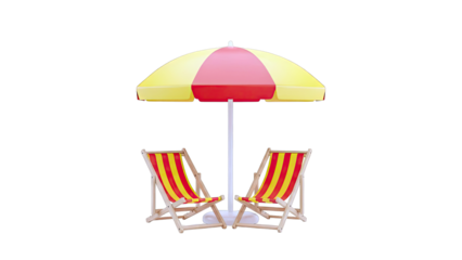 Beach chairs and umbrella